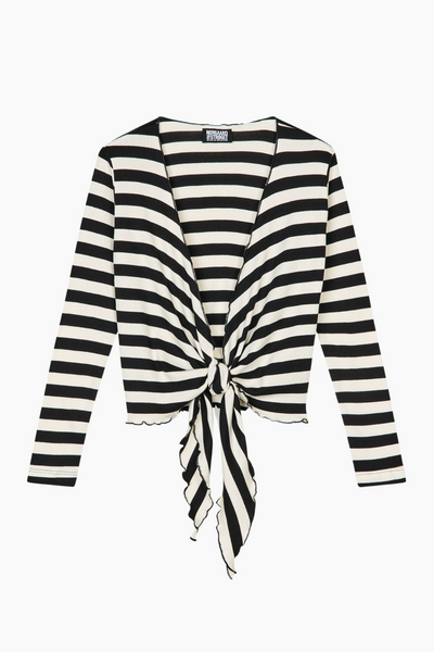 NPS Wrap Top Stripe - Black/Ecru - Nørgaard på Strøget