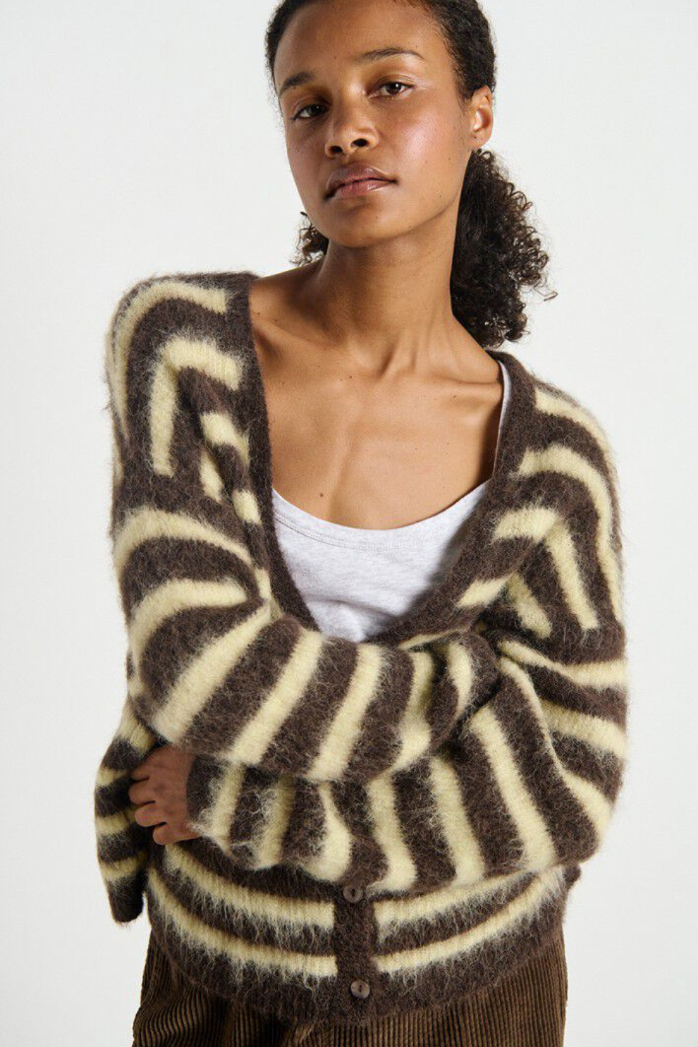 Nenybay Cardigan - Striped Soya Root - American Vintage