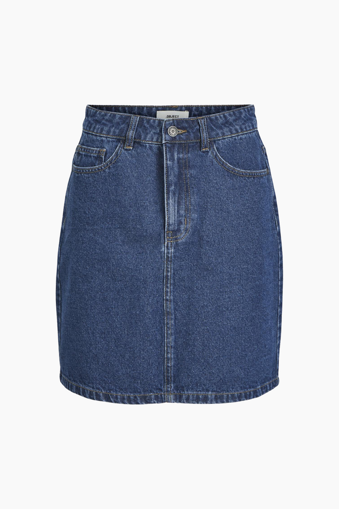 Objandy MW Short Denim Skirt- Medium Blue Denim - Object