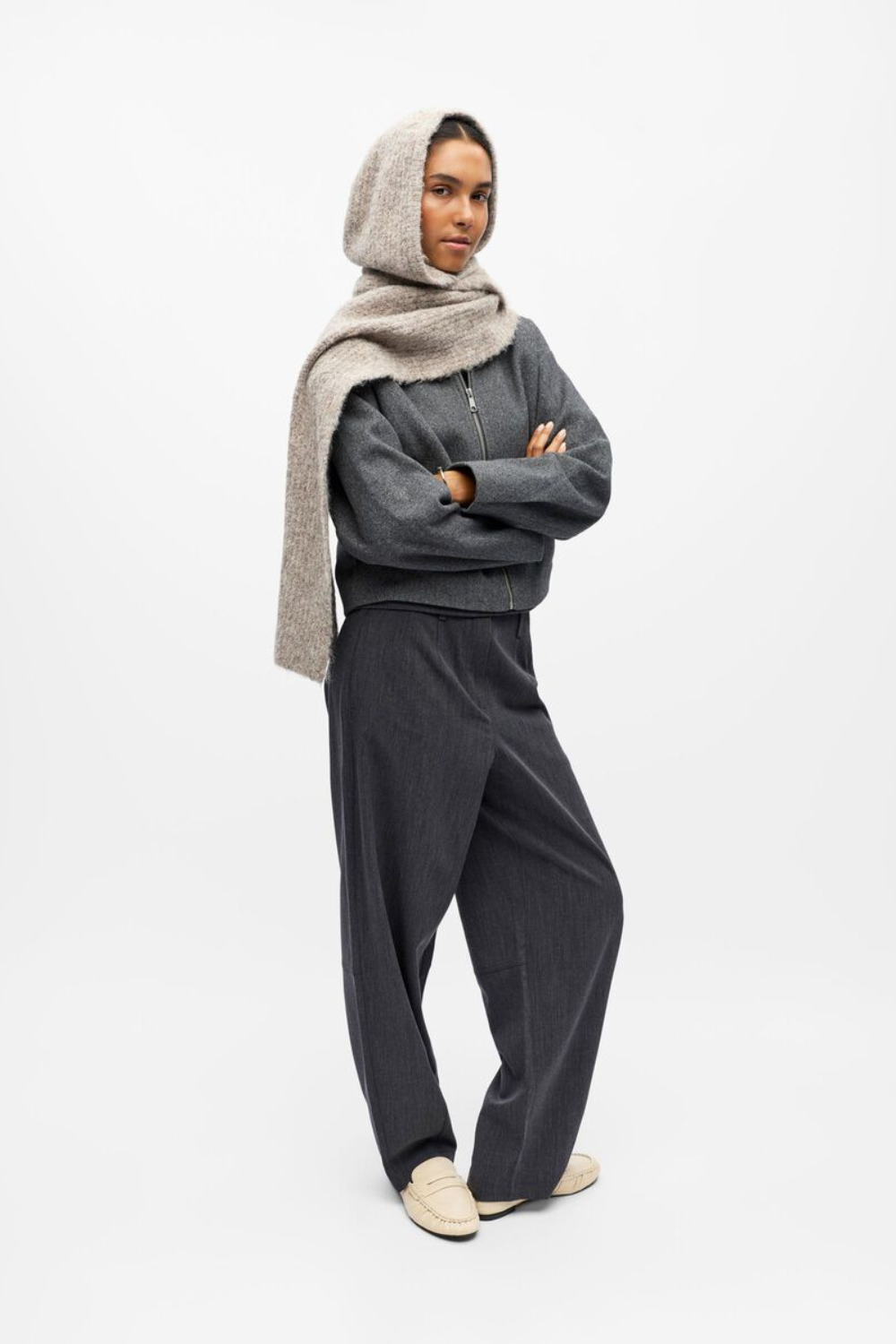 Objmilu Scarf Knit Balaclava Rep - Humus/Melange - Object