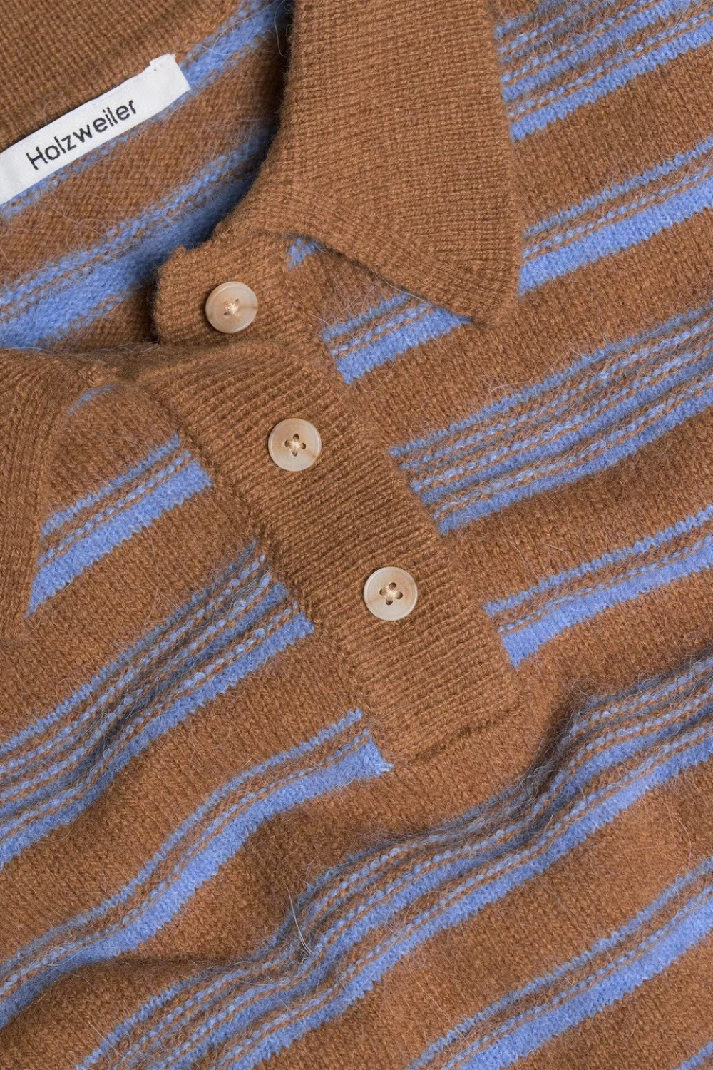 Olivia Wool Polo - Brown Stripe - Holzweiler