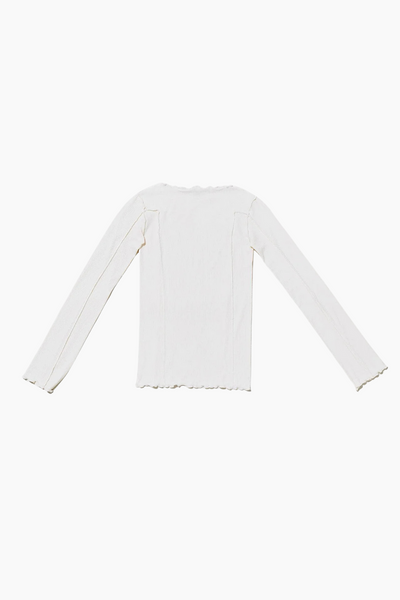 Omato Long Sleeve Tee Organic Cotton Rib - Off White - Baserange-4