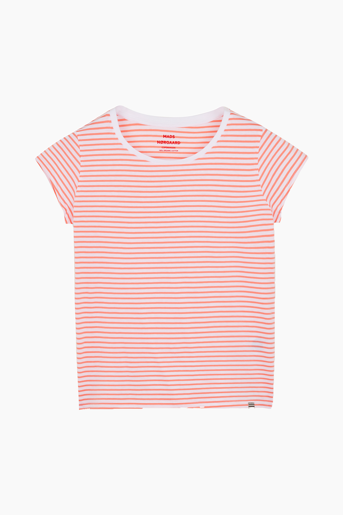 Organic Jersey Stripe Teasy Tee FAV - Brilliant White/Shell Pink - Mads Nørgaard