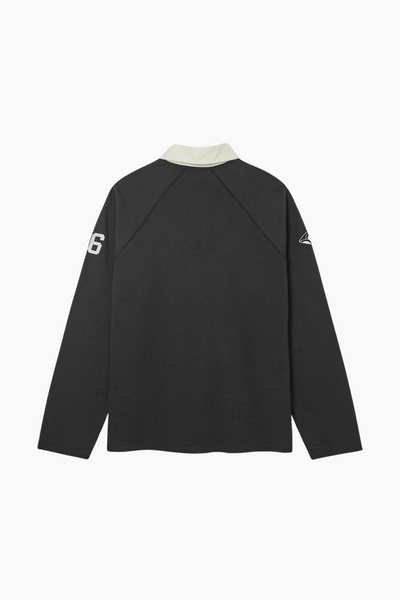 Oversized Polo Long Sleeve - Black - bareen