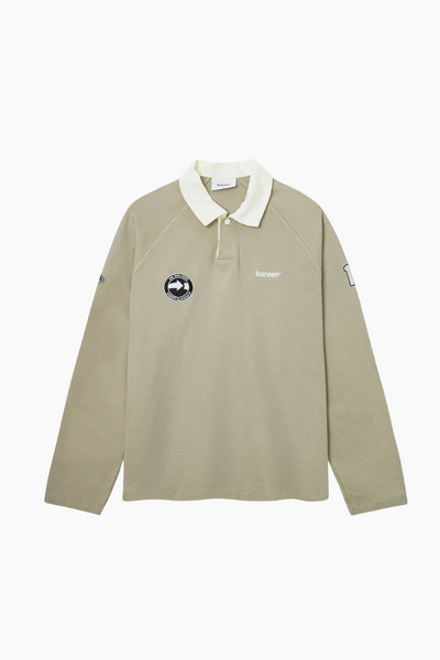 Oversized Polo Long Sleeve - Laurel Oak - bareen