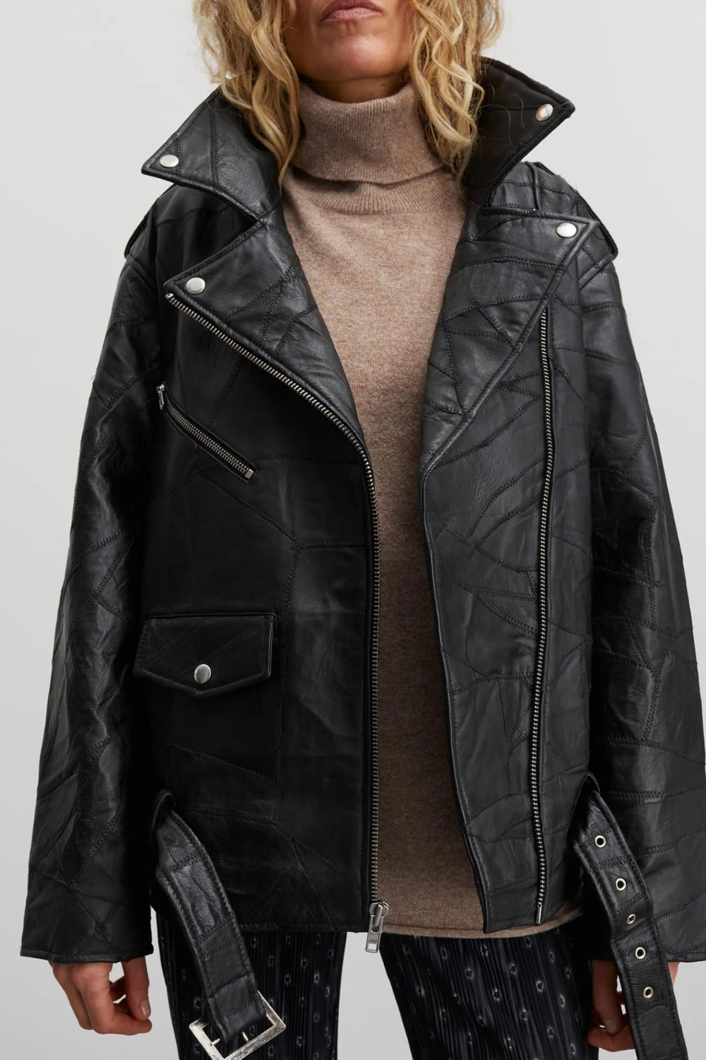 Patch Leather Berline Jacket - Black - Mads Nørgaard