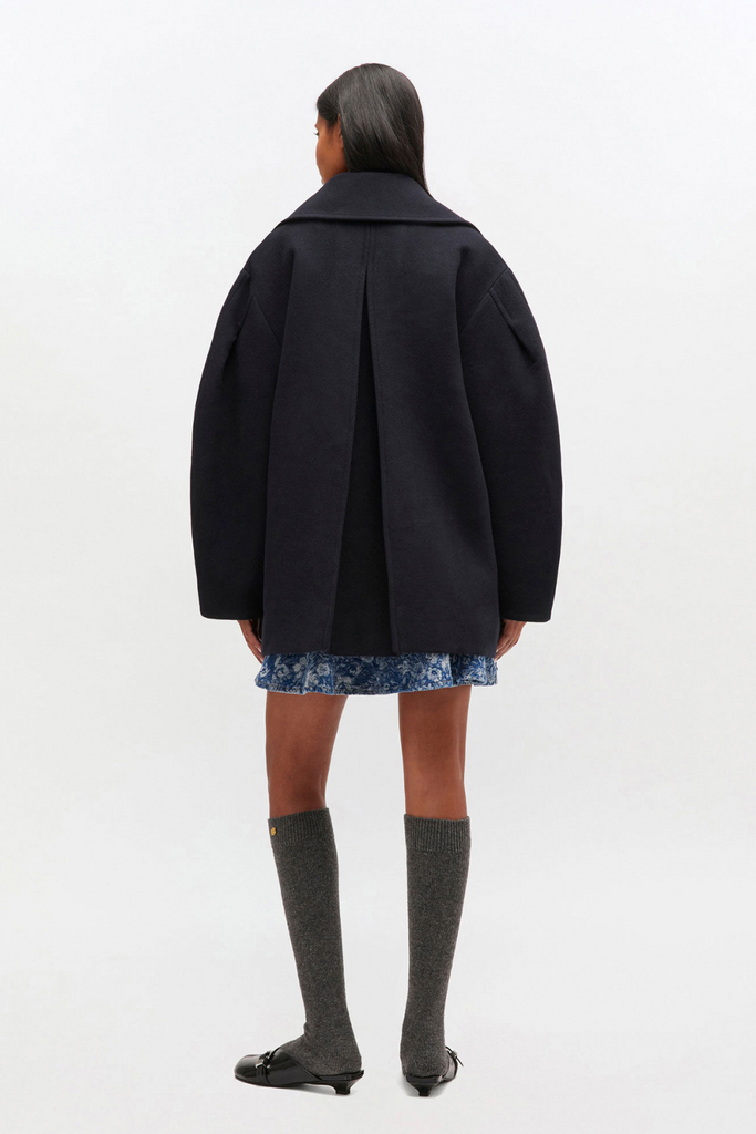 Peacoat Wool Midi Coat W0803 - Sky Captain - GANNI