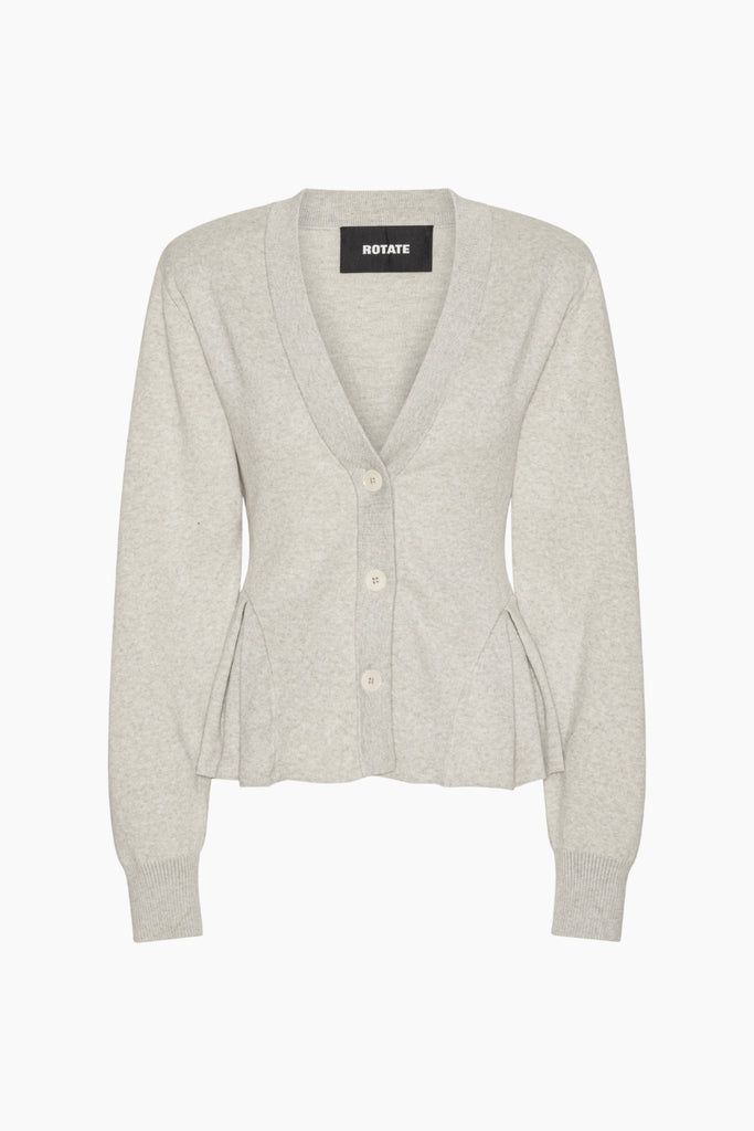 Peplum Knit Cardigan - Pumice Stone - Rotate
