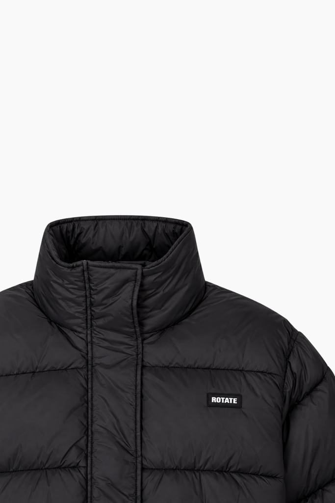 Peplum Puffer Jacket - Black - Rotate
