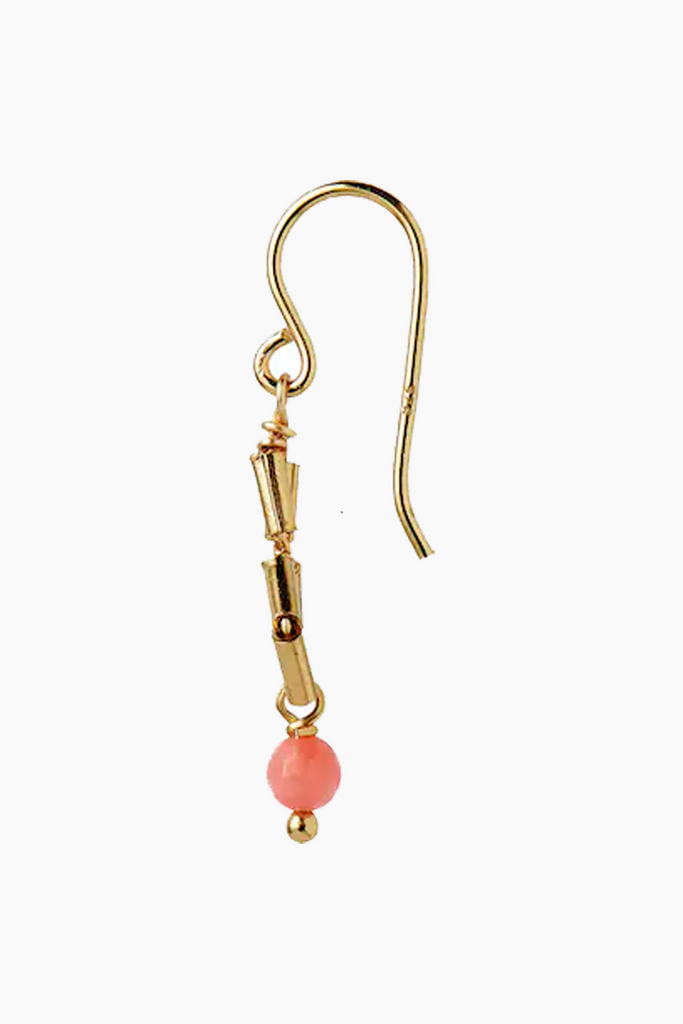 Petit Carré Earring with Coral - Gold - Stine A