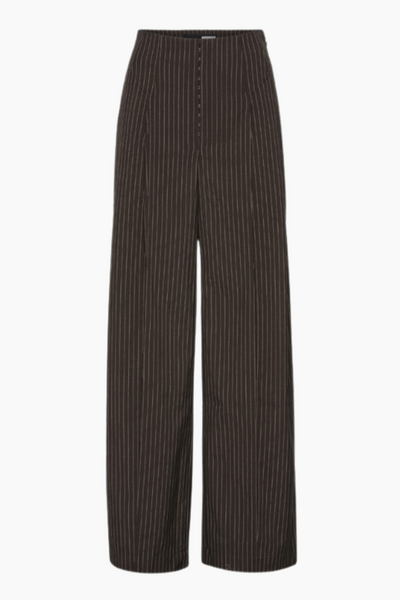 Pinstripe Wide Leg Pants - Chicory Coffee Comb - Rotate