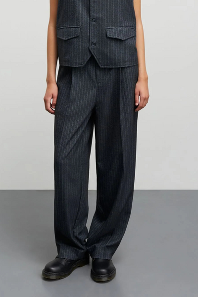 Pinstripe Melange Maria Pants - Parisian Night Melange - Mads Nørgaard-1