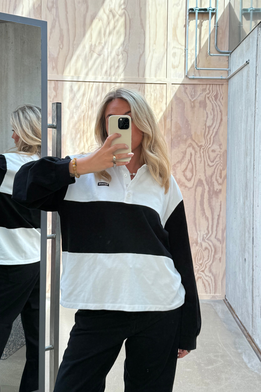 Pique Longsleeve Polo - Bright White - Rotate