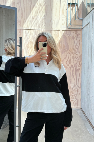 Pique Longsleeve Polo - Bright White - Rotate