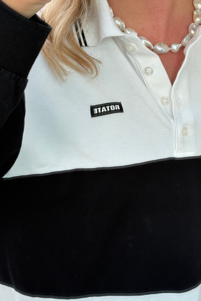 Pique Longsleeve Polo - Bright White - Rotate