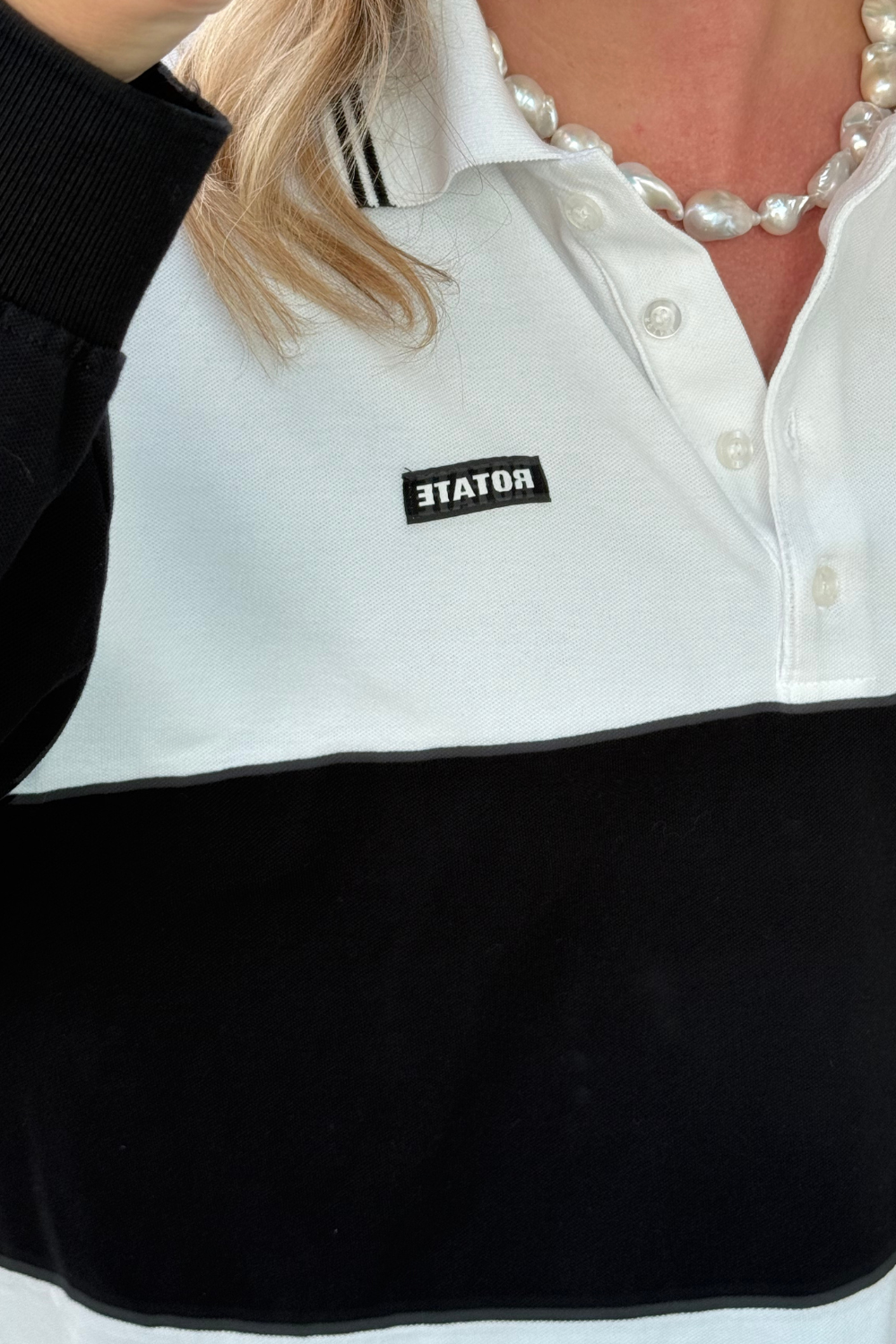 Pique Longsleeve Polo - Bright White - Rotate