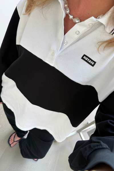 Pique Longsleeve Polo - Bright White - Rotate