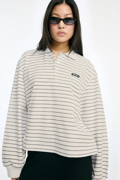 Pique Longsleeve Polo - Egret Comb - Rotate