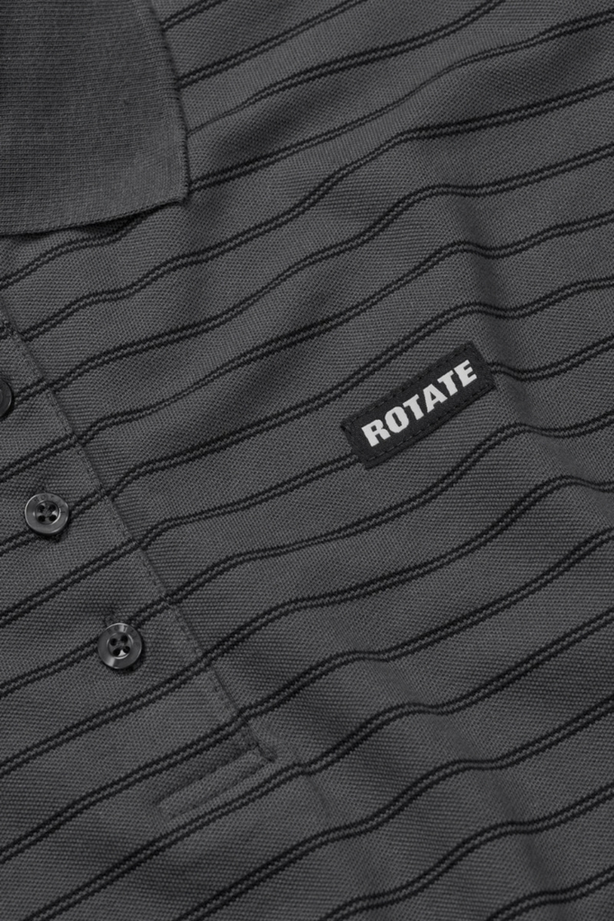 Pique Longsleeve Polo - Gray Pinstripe Comb. - Rotate