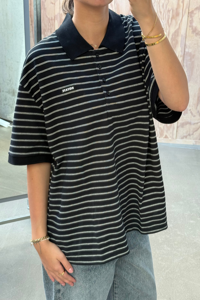 Pique Shortsleeve Polo - Black Comb - ROTATE