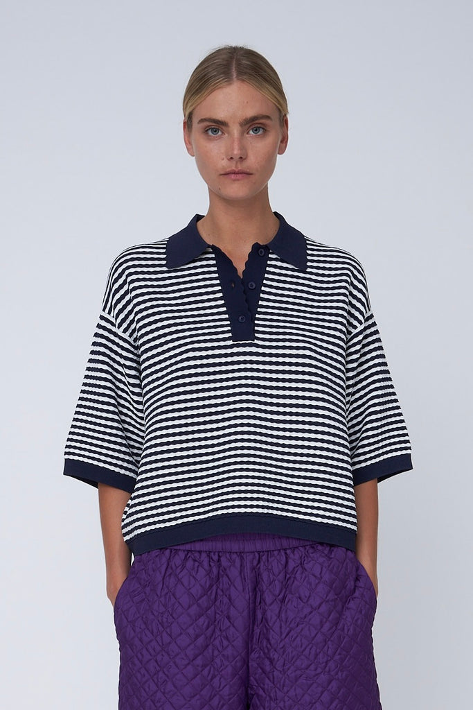 Polo Knit - Navy/Creme - Stella Nova