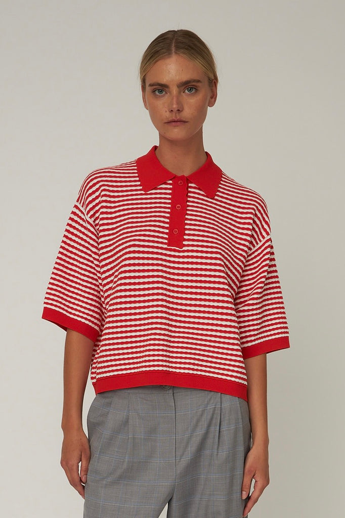 Polo Knit - Red/Creme - Stella Nova