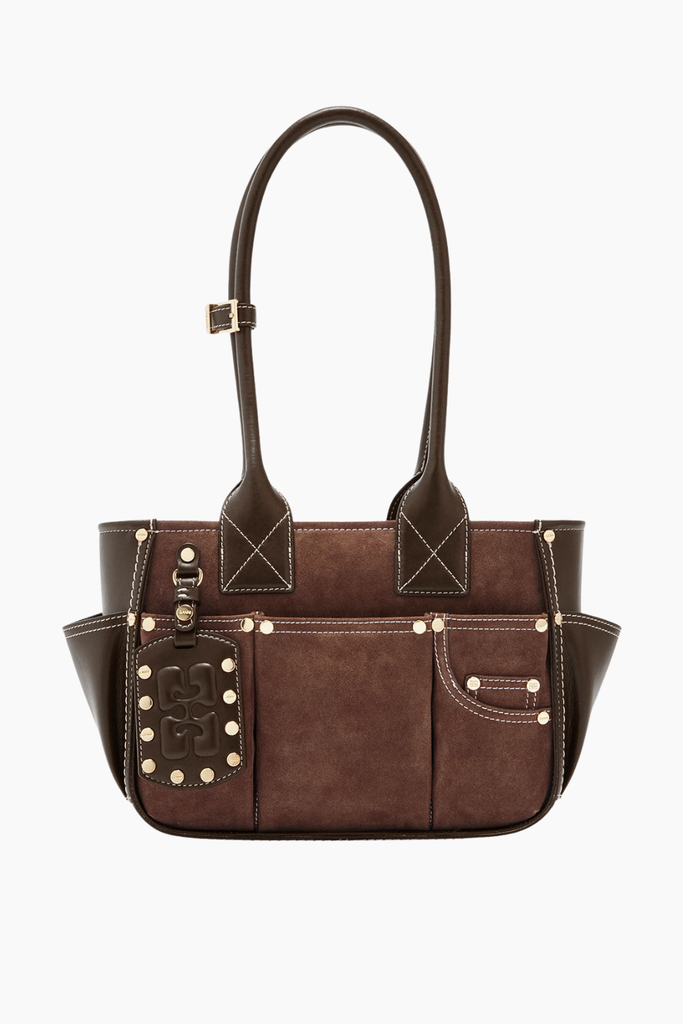 Posy Small Recycled Suede B2110076 - Chicory Coffee - GANNI