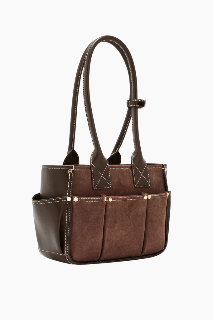 Posy Small Recycled Suede B2110076 - Chicory Coffee - GANNI