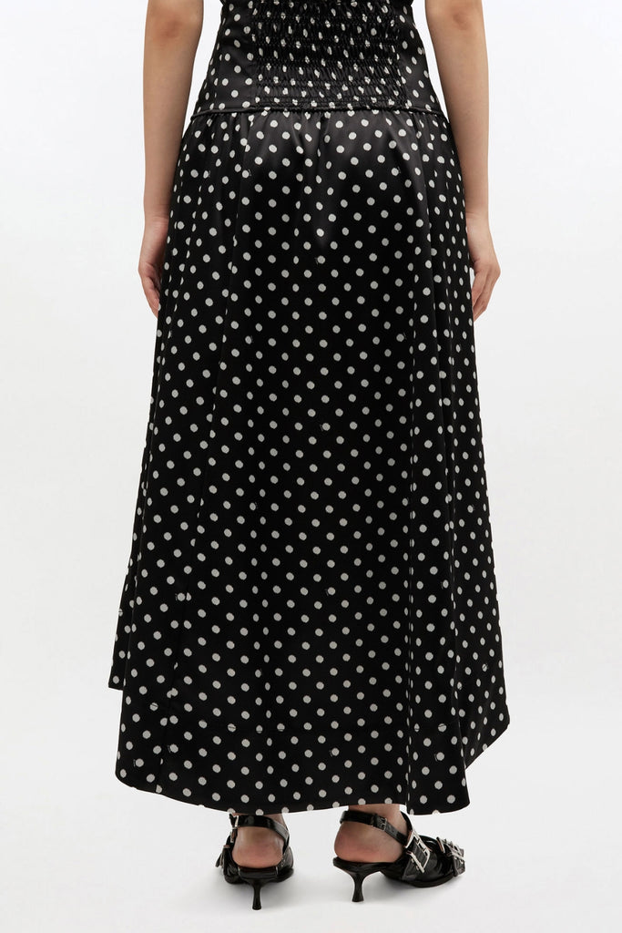 Printed Double Satin Corset Skirt A1090065 - Black - GANNI
