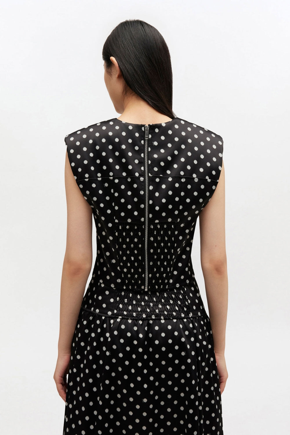 Printed Double Satin Corset Top A1040078 - Black - GANNI