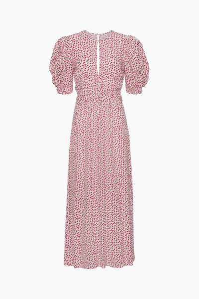 Printed Maxi Flowy Dress - Happy Hearts/Bright White Comb. - ROTATE