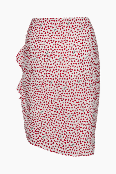 Printed Mini Ruffle Skirt - Happy Hearts/Bright White Comb. - ROTATE