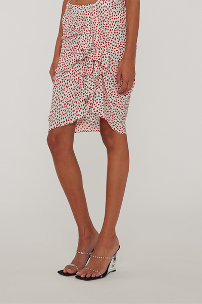 Printed Mini Ruffle Skirt - Happy Hearts/Bright White Comb. - ROTATE