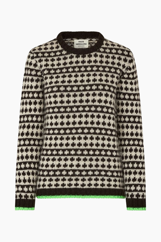 Recycled Iceland Kimilla Sweater - Black Coffee/Winter White - Mads Nørgaard