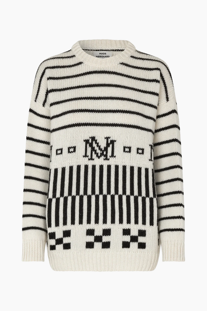 Recycled Iceland Lefty Sweater - Black/Winter White - Mads Nørgaard
