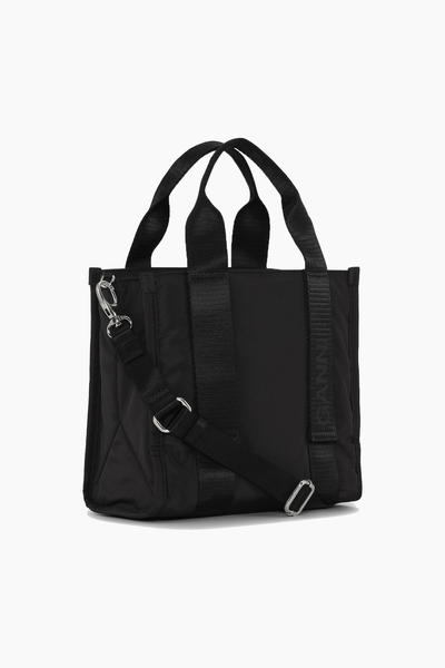 Recycled Tech Small Tote A4918 - Black  - GANNI