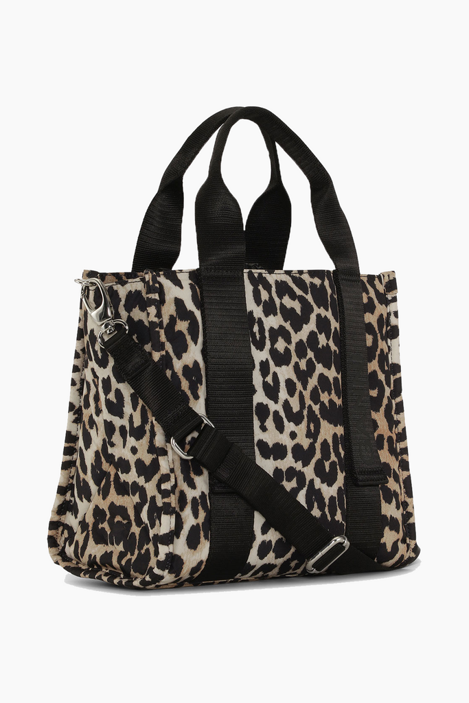 Recycled Tech Small Tote Print A4955 - Leopard  - GANNI
