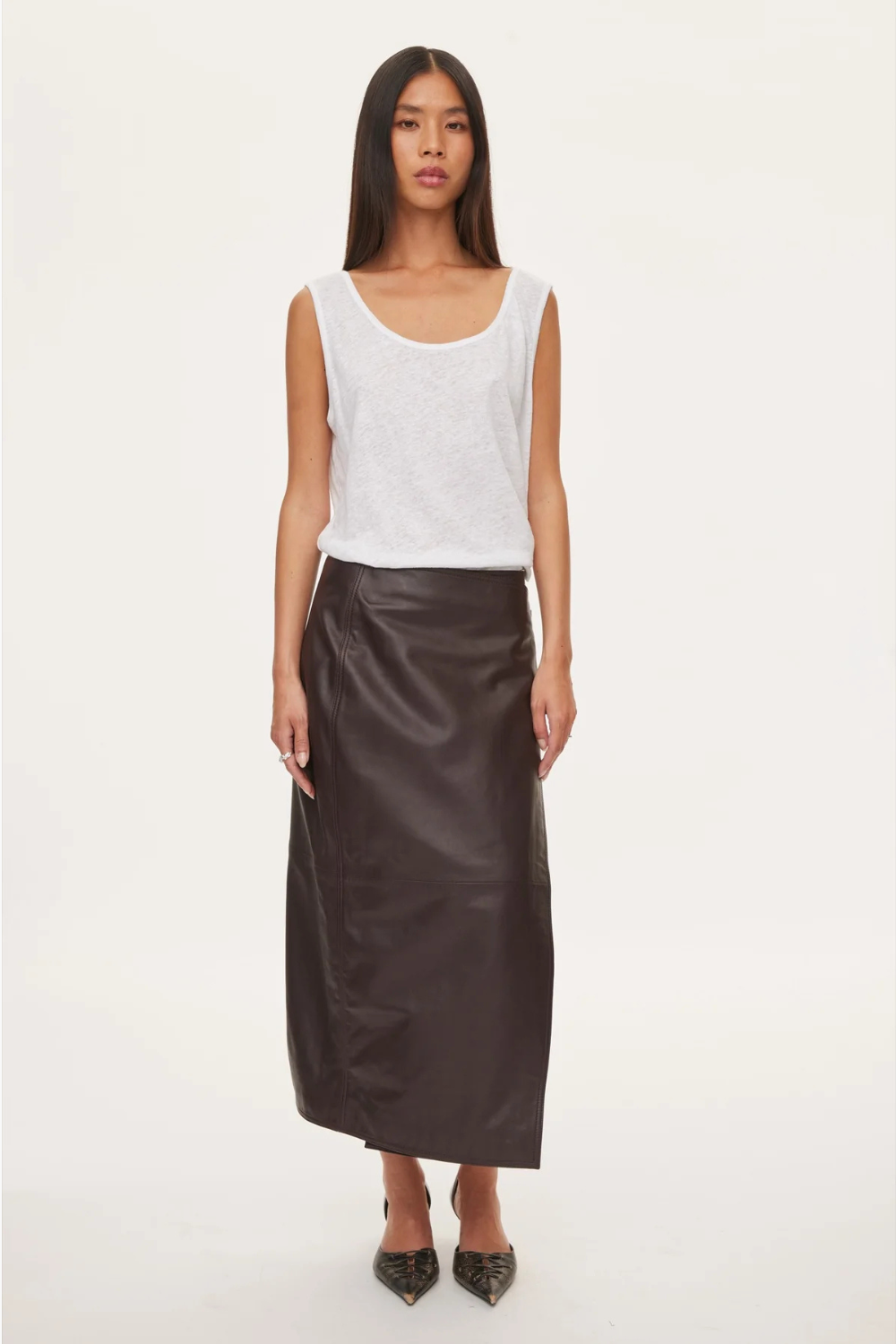 Reflection Leather Skirt - Dark Burgundy - Oval Square-1