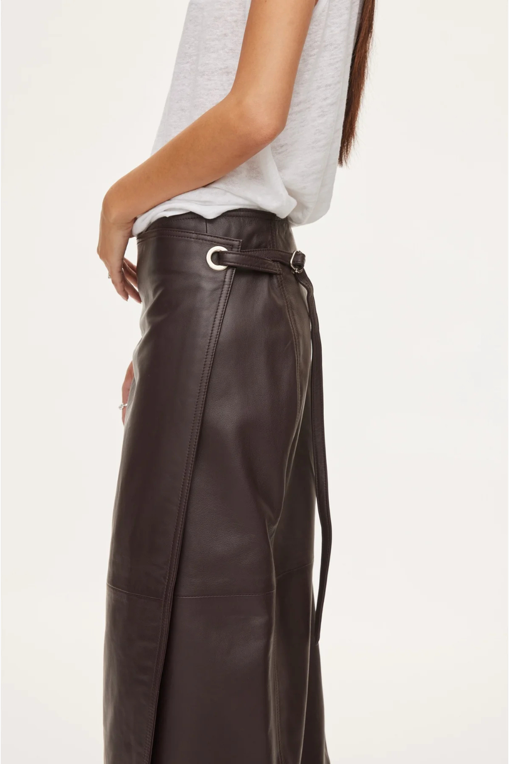 Reflection Leather Skirt - Dark Burgundy - Oval Square-2