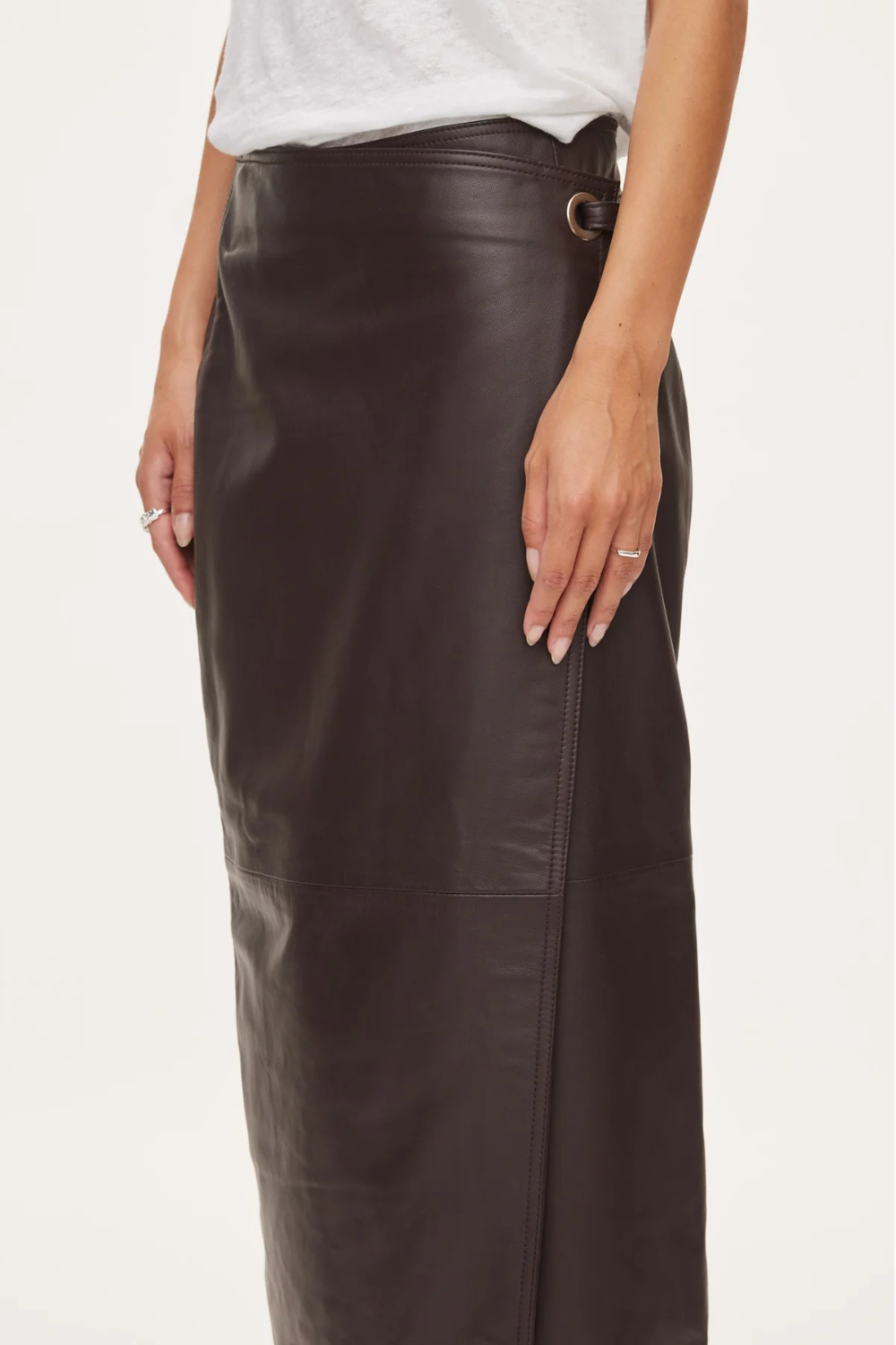 Reflection Leather Skirt - Dark Burgundy - Oval Square-3