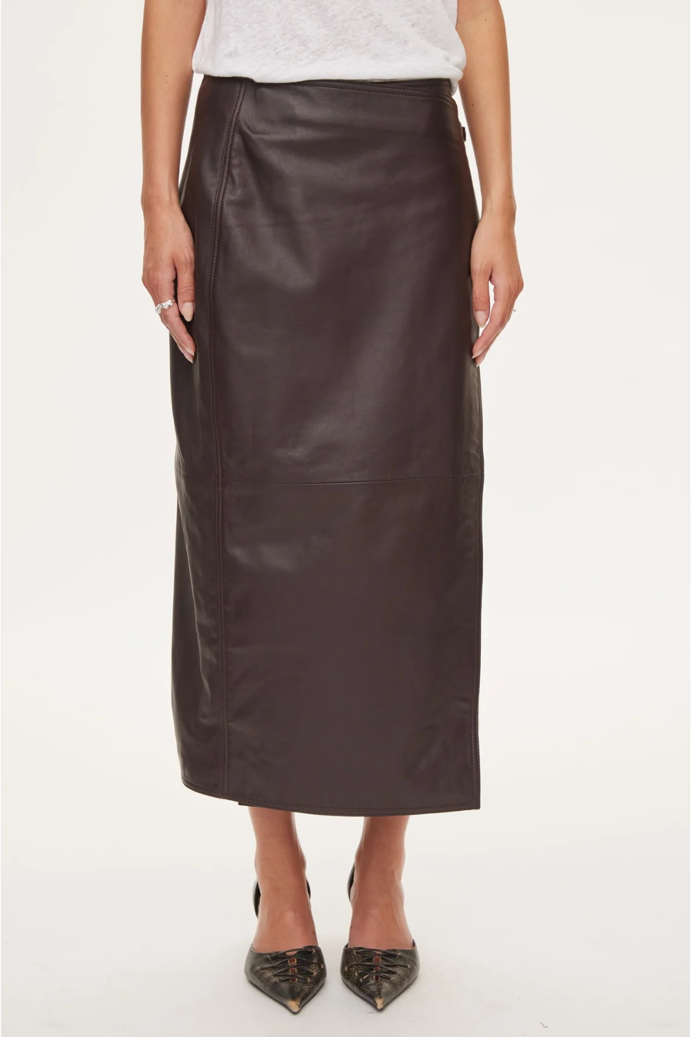 Reflection Leather Skirt - Dark Burgundy - Oval Square-4