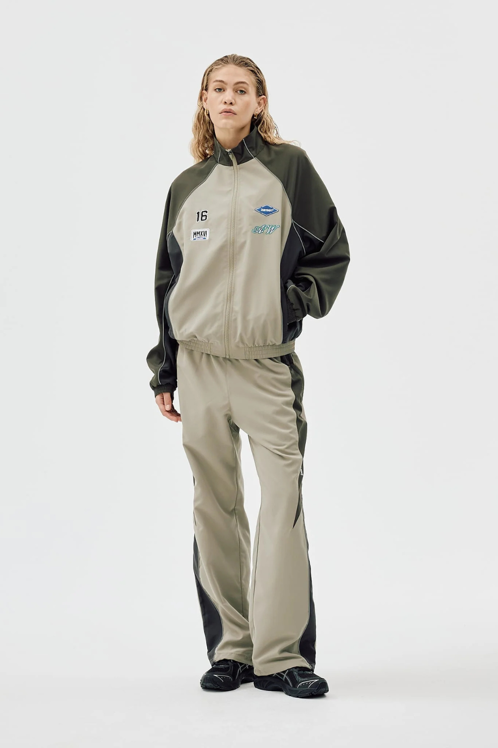 Relaxed Track Pants Two-Tone - Laurel Oak - bareen