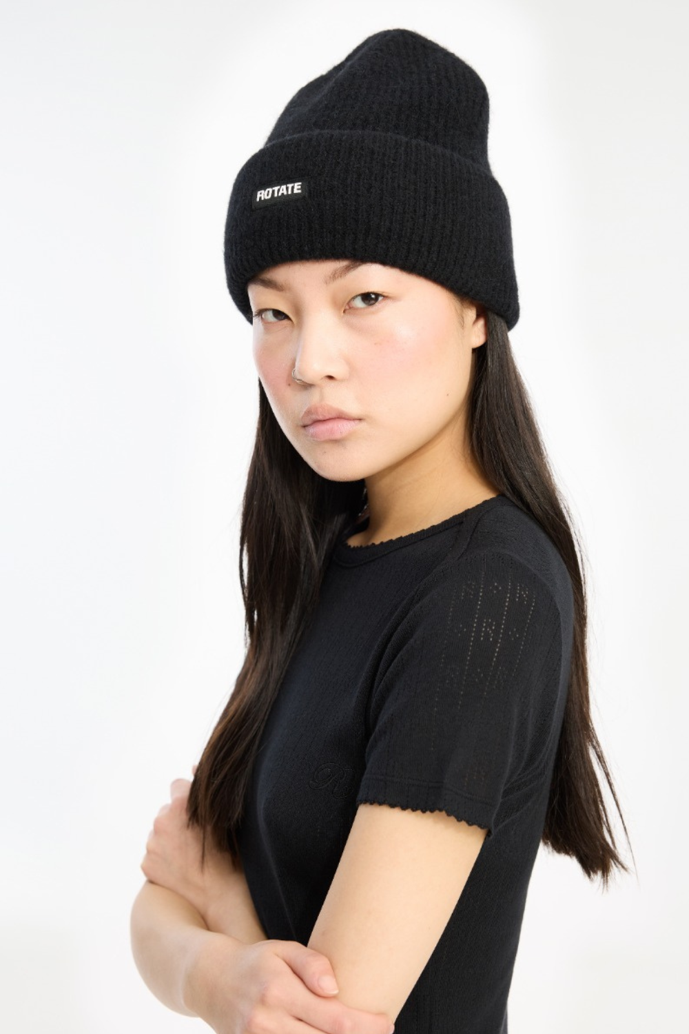 Rib Knit Beanie - Black - ROTATE