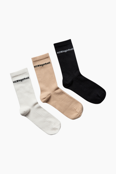 Rib Socks - Black+Creamy White+Creamy Grey - H2O Fagerholt