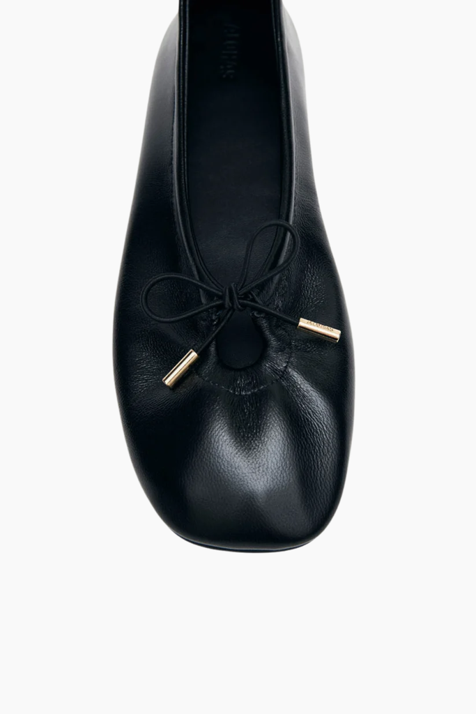 Rosalind Black Leather Ballet Flats - Black - Alohas