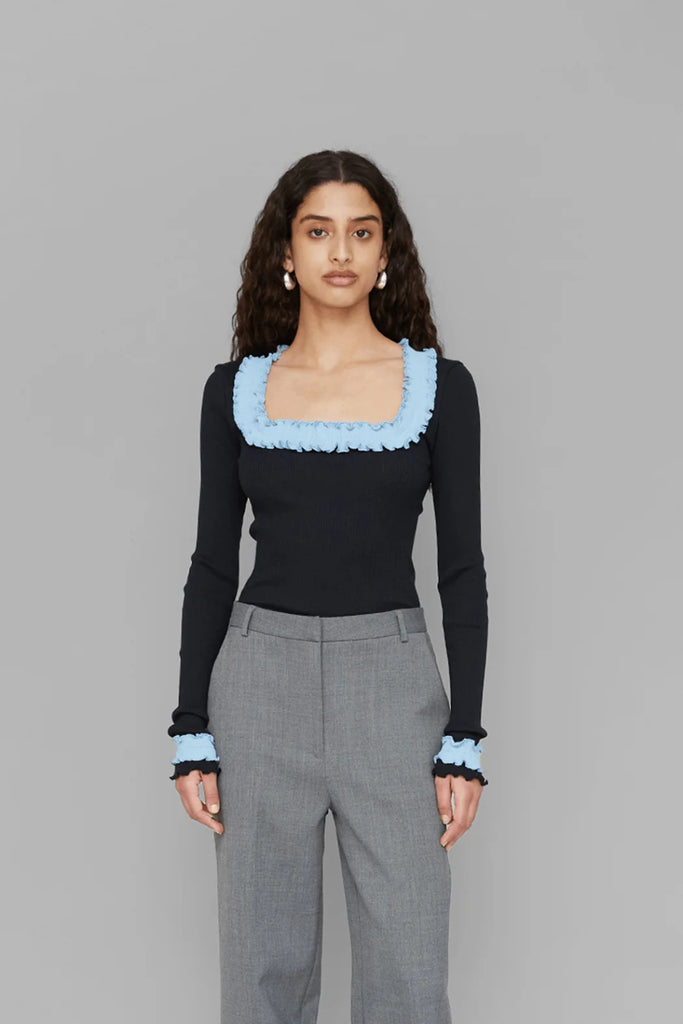 Rosie Seamless Top - Black/Blue - OpéraSPORT