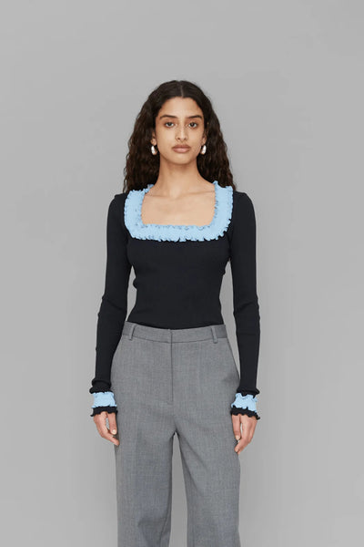 Rosie Seamless Top - Black/Blue - OpéraSPORT