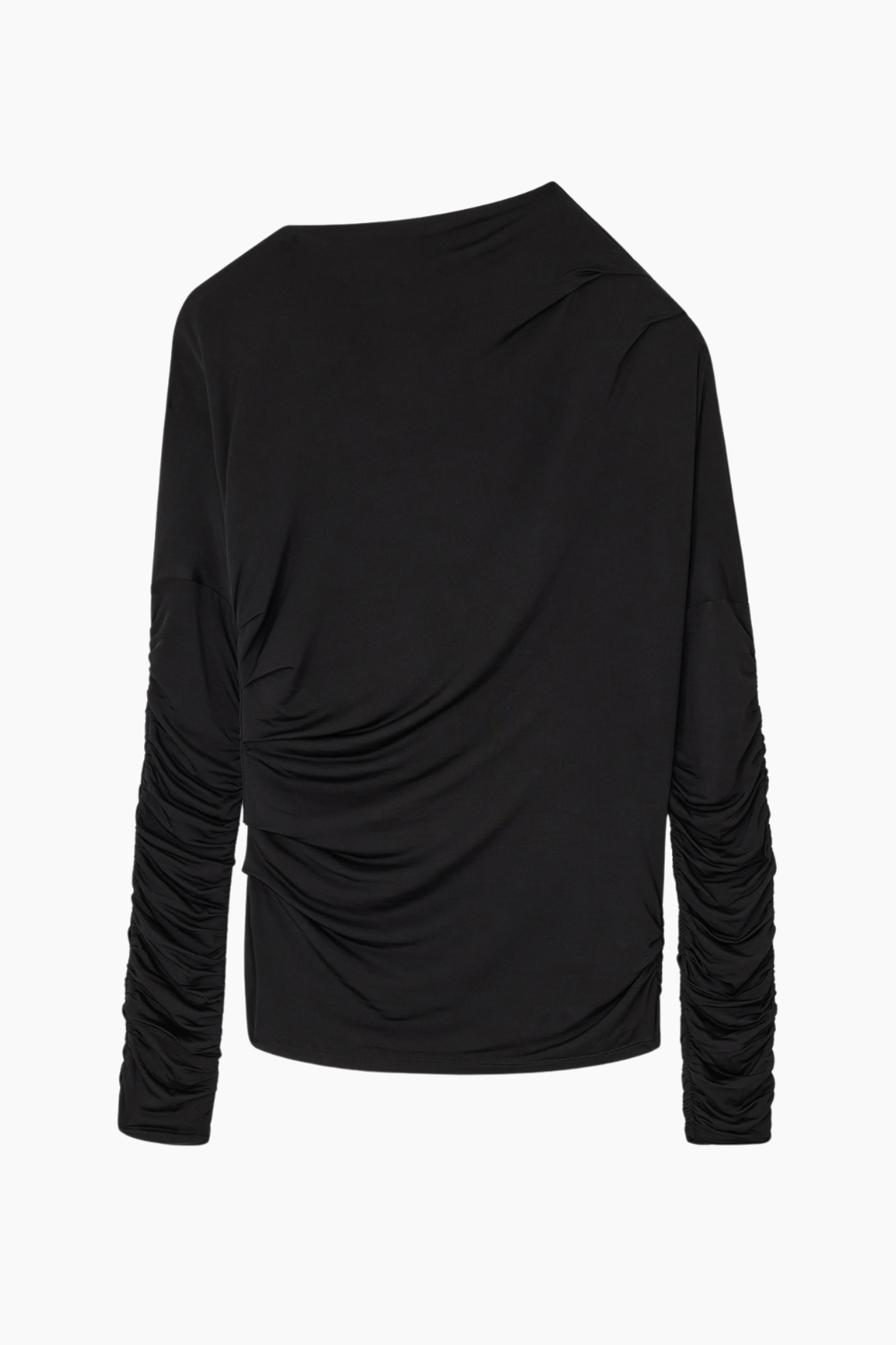 Shiny Jersey Ruched Top T4393 - Black - GANNI