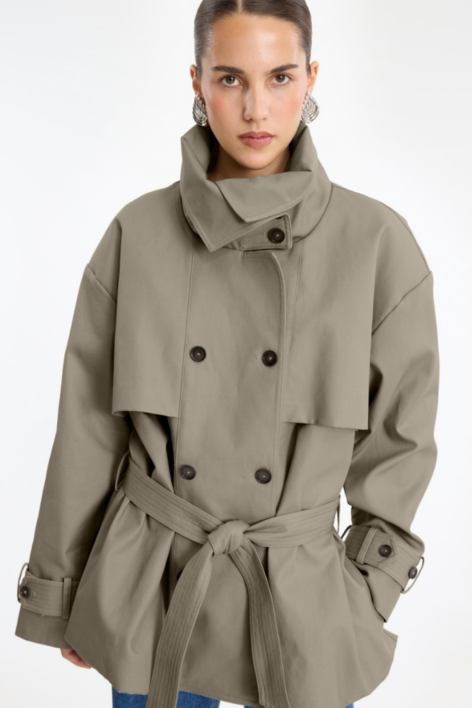 Short Trench Coat - Aluminum - ROTATE