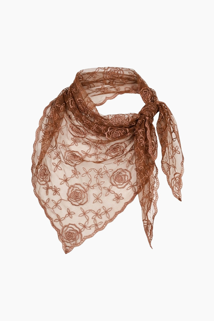 Sille Lace Scarf - Brown - byQNTS